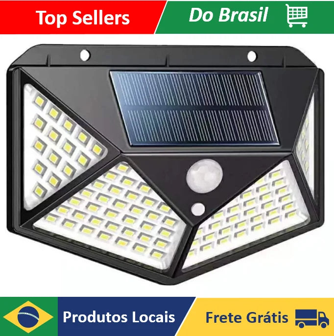 Luz Solar com Sensor 100 LEDs – Ilumina Tudo!