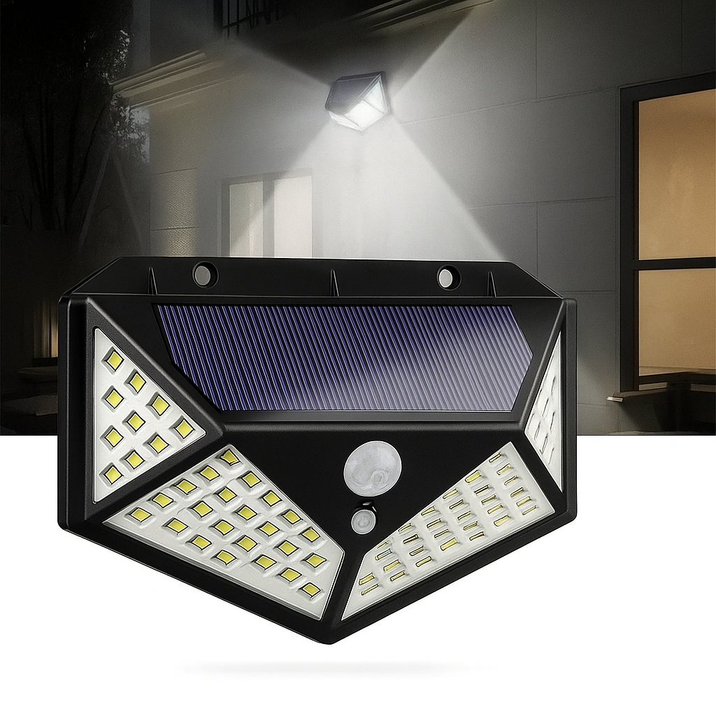 Luz Solar com Sensor 100 LEDs – Ilumina Tudo!